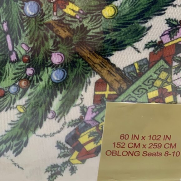 Spode Christmas Tree Ribbons and Bows Tablecloth 60x102 Fabric NWT - Picture 2 of 8
